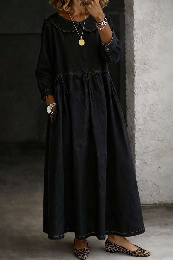 Clara | Vestido Denim Cuello Peter Pan