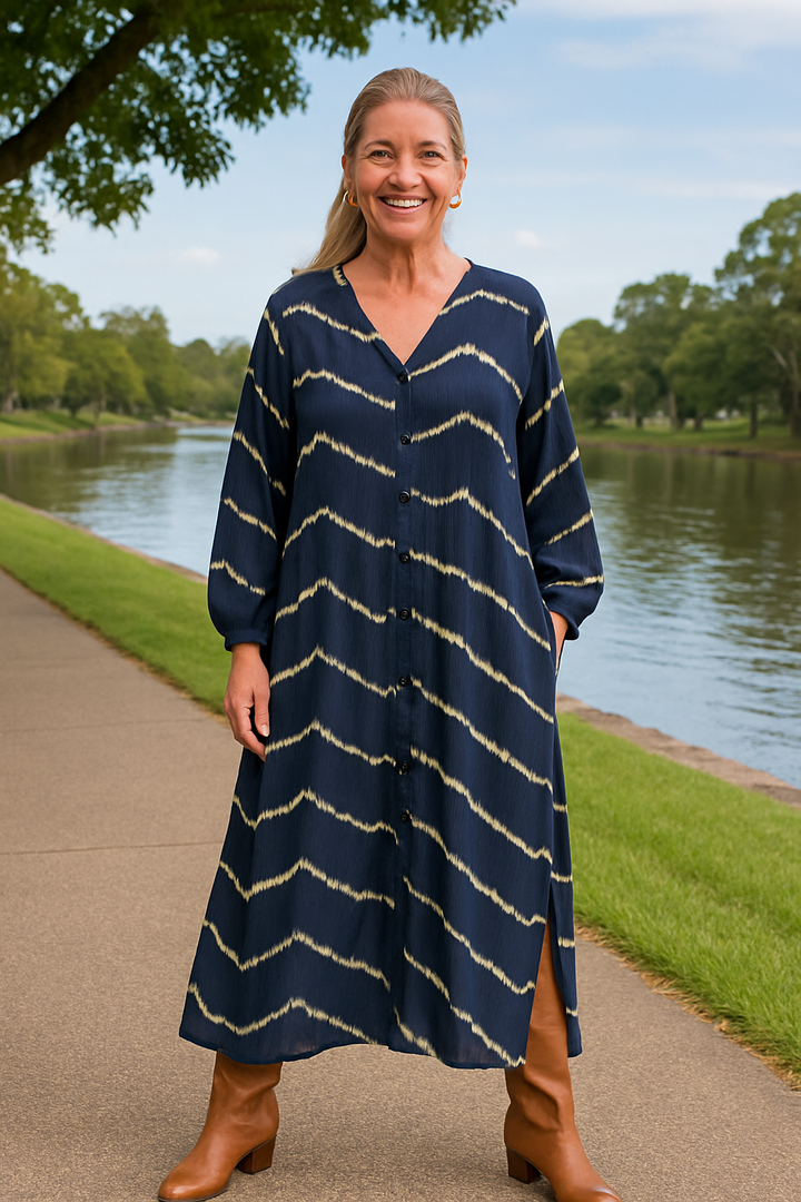 Selora | Vestido Cómodo a Rayas Boho - Amigable con la Barriga