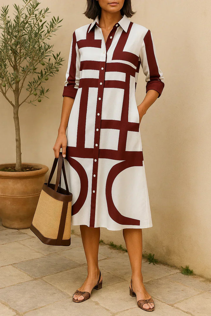 Axis | Vestido camisero con estampado geométrico
