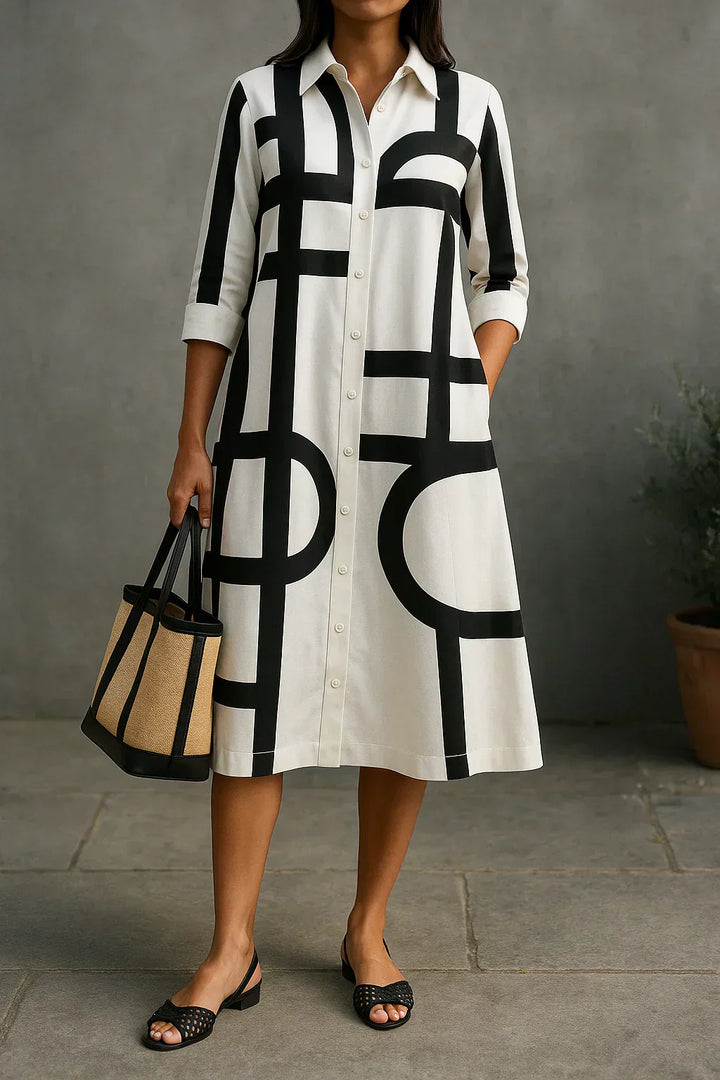 Axis | Vestido camisero con estampado geométrico
