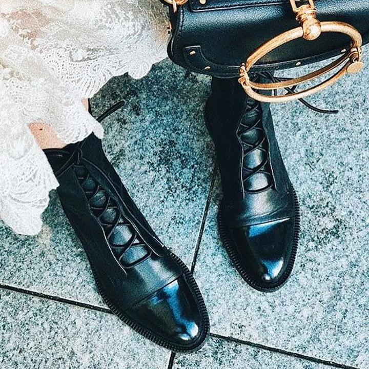 Mireille - Botas de charol estilo británico para mujer