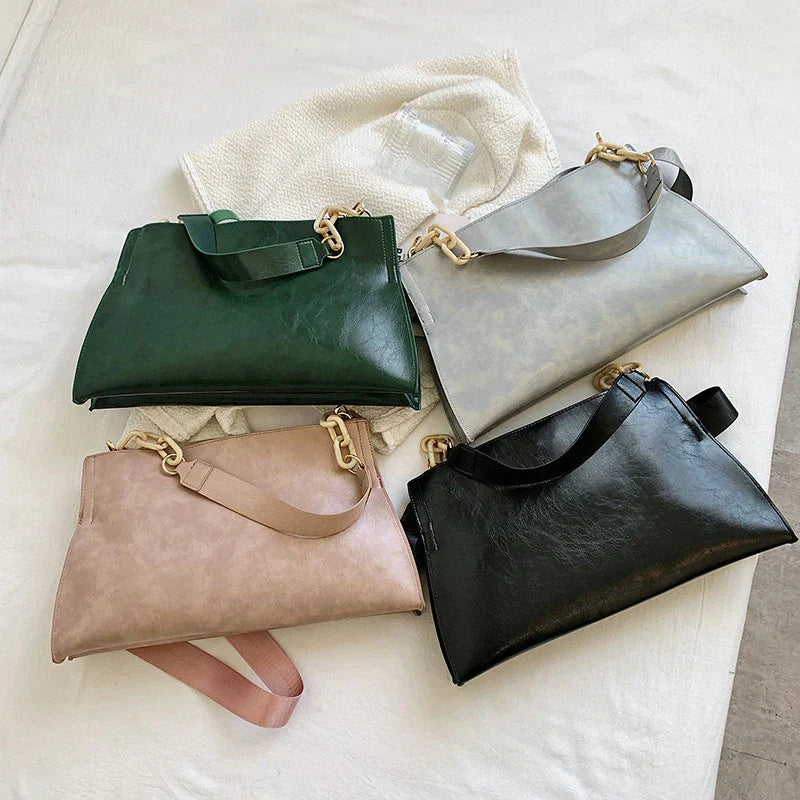 Elegante Bolso de Hombro de Cuero Suave - Bolso de Moda de Gran Capacidad