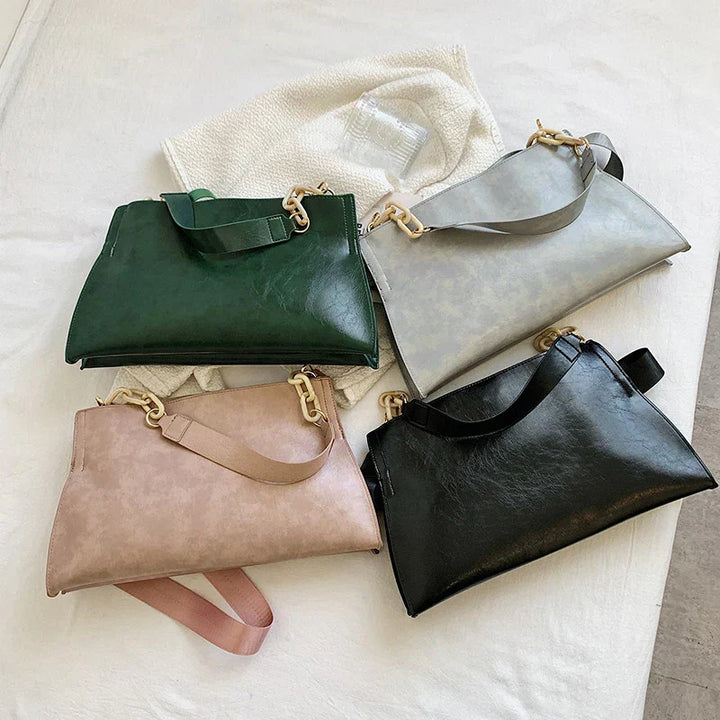 Elegante Bolso de Hombro de Cuero Suave - Bolso de Moda de Gran Capacidad