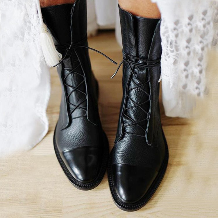 Mireille - Botas de charol estilo británico para mujer