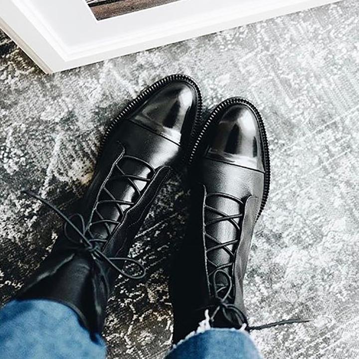 Mireille - Botas de charol estilo británico para mujer