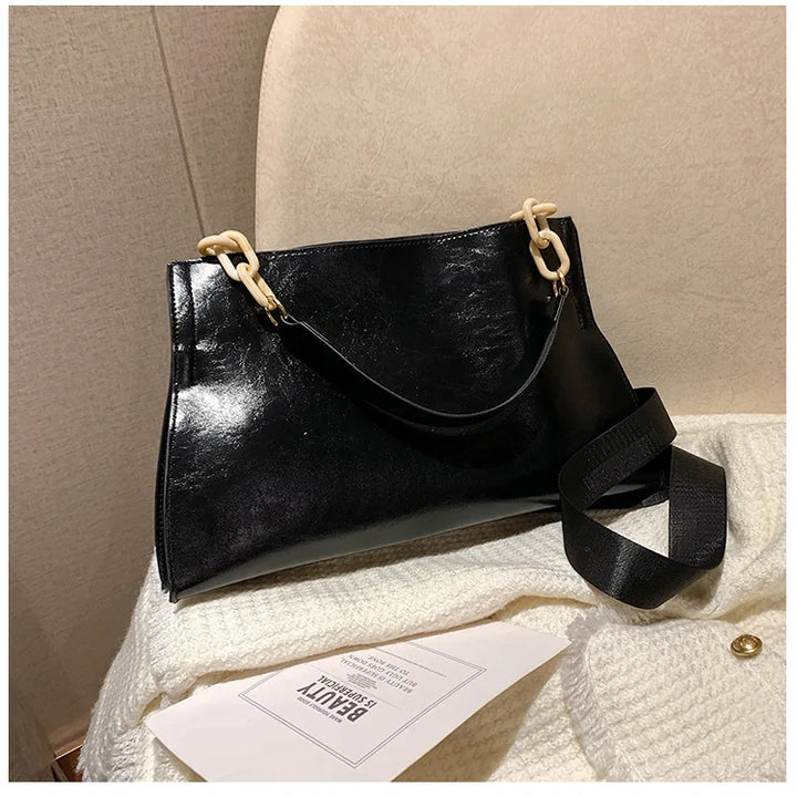 Elegante Bolso de Hombro de Cuero Suave - Bolso de Moda de Gran Capacidad