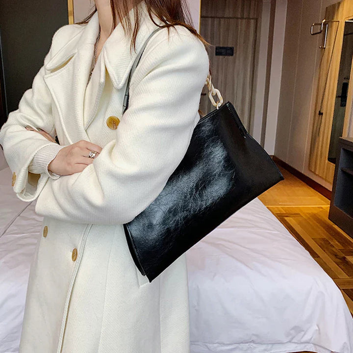 Elegante Bolso de Hombro de Cuero Suave - Bolso de Moda de Gran Capacidad