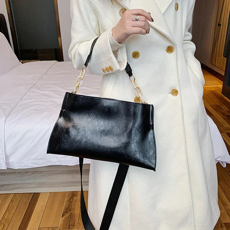 Elegante Bolso de Hombro de Cuero Suave - Bolso de Moda de Gran Capacidad