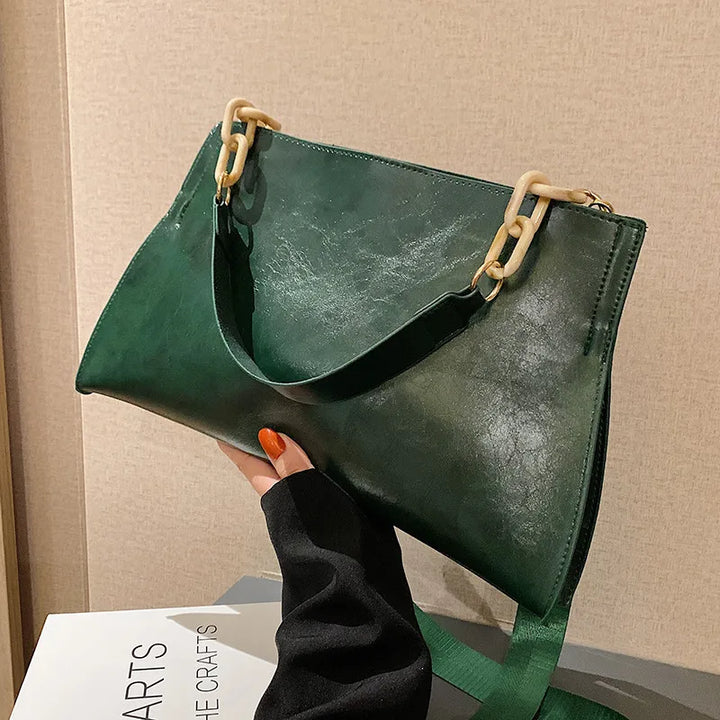 Elegante Bolso de Hombro de Cuero Suave - Bolso de Moda de Gran Capacidad