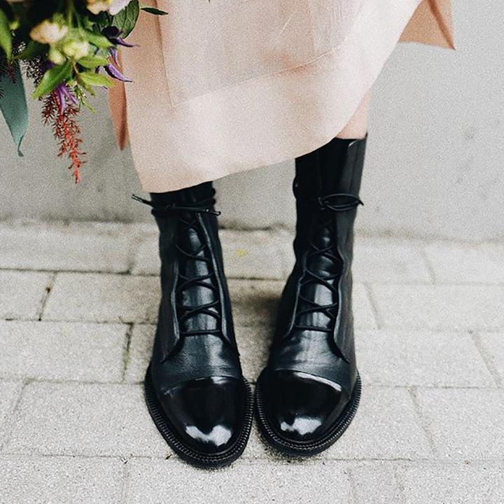 Mireille - Botas de charol estilo británico para mujer