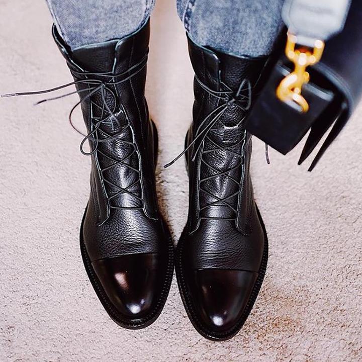 Mireille - Botas de charol estilo británico para mujer