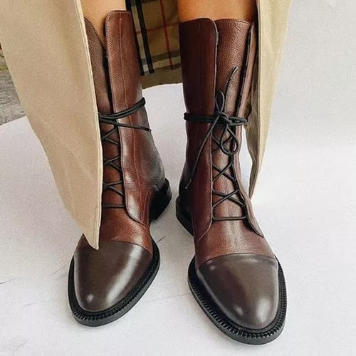 Mireille - Botas de charol estilo británico para mujer