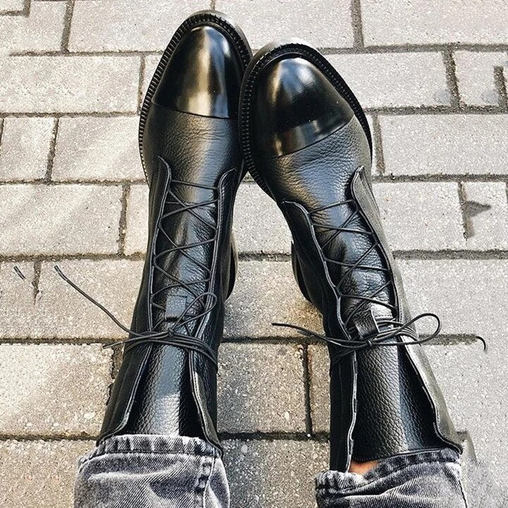 Mireille - Botas de charol estilo británico para mujer