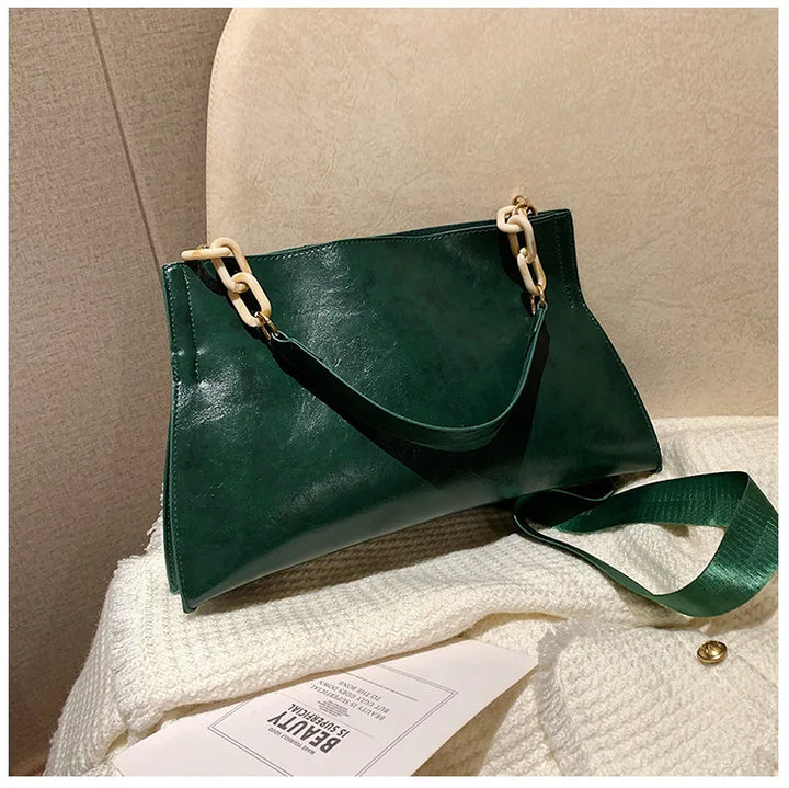 Elegante Bolso de Hombro de Cuero Suave - Bolso de Moda de Gran Capacidad