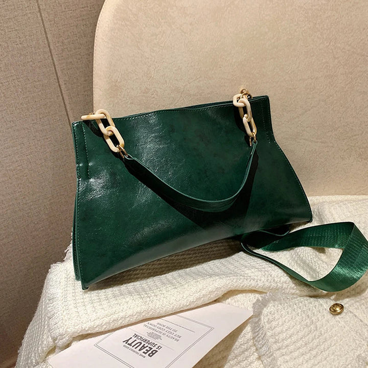 Elegante Bolso de Hombro de Cuero Suave - Bolso de Moda de Gran Capacidad