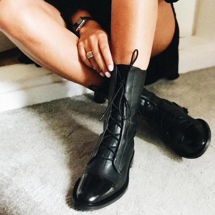 Mireille - Botas de charol estilo británico para mujer