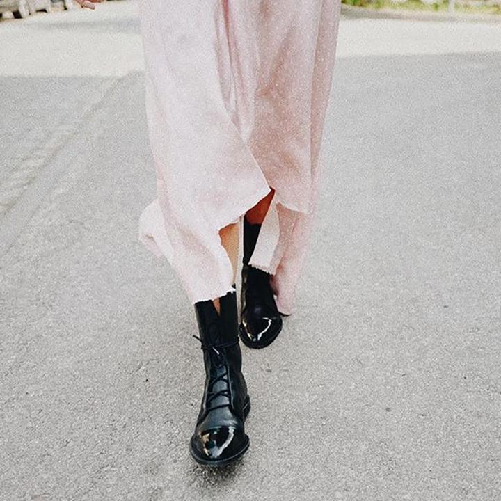 Mireille - Botas de charol estilo británico para mujer