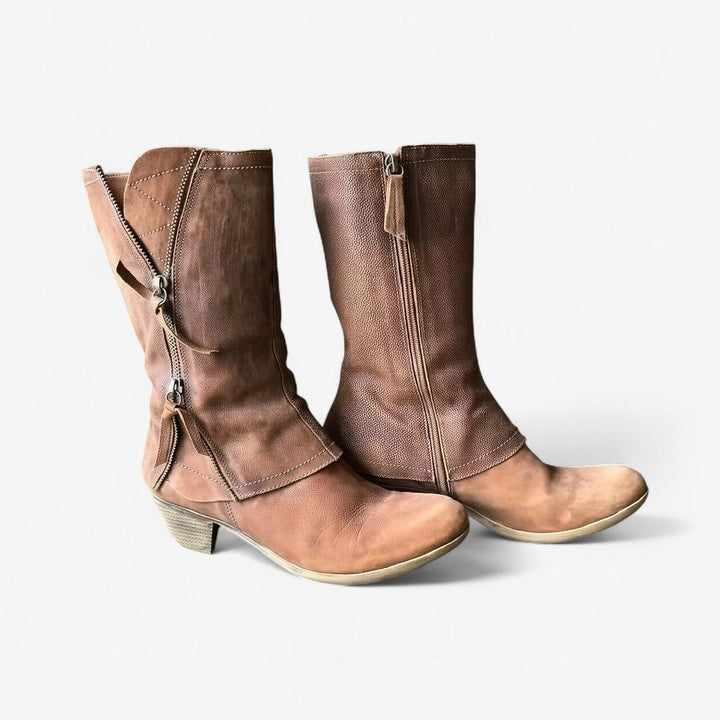 Anerisse - Botas de invierno para mujer de piel impermeable con un estilo atemporal