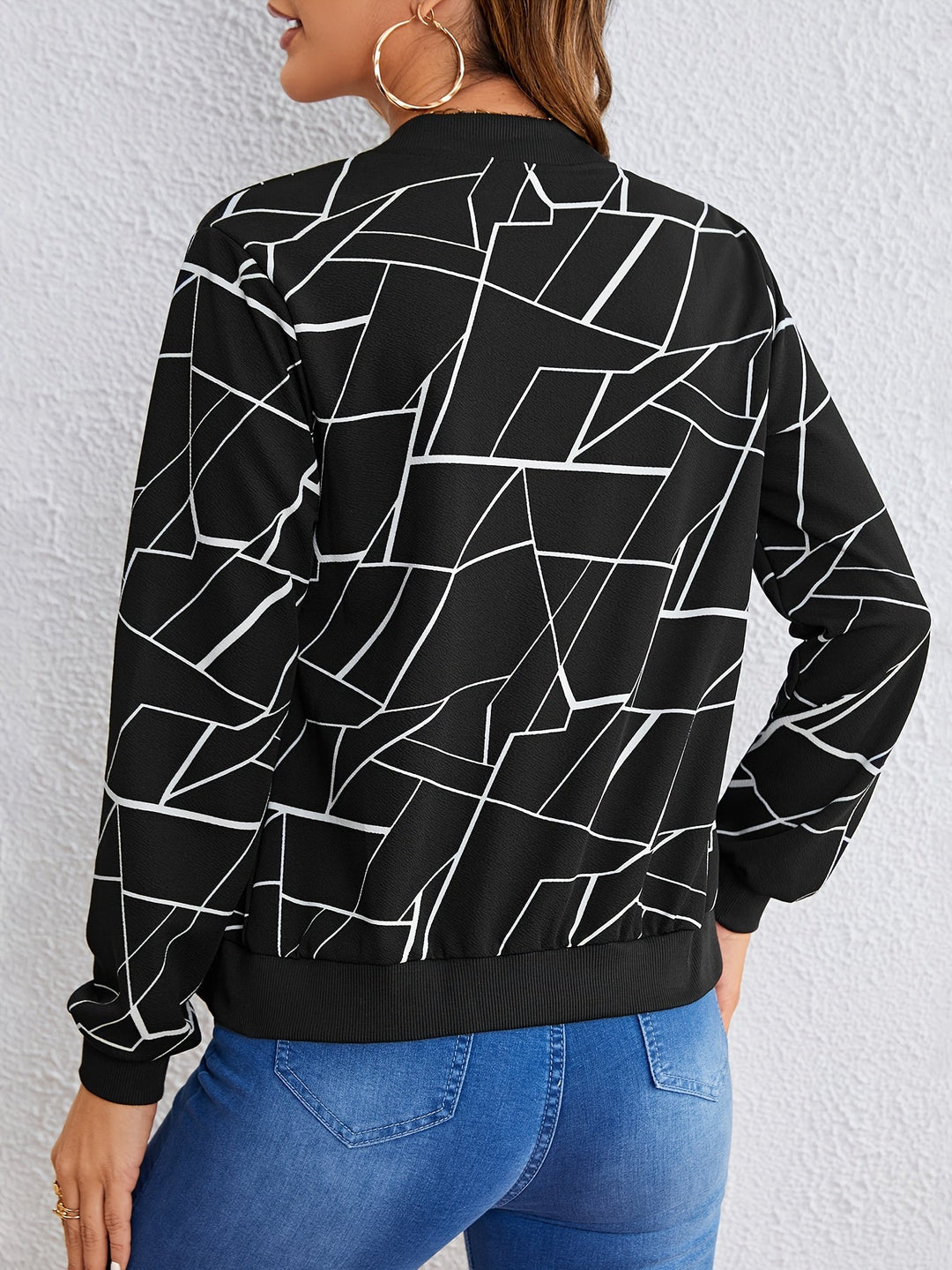 MILA™ | Chaqueta con cremallera de estampado artístico