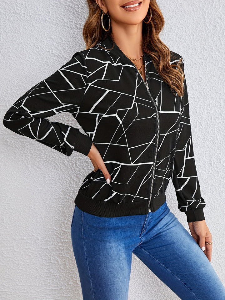 MILA™ | Chaqueta con cremallera de estampado artístico