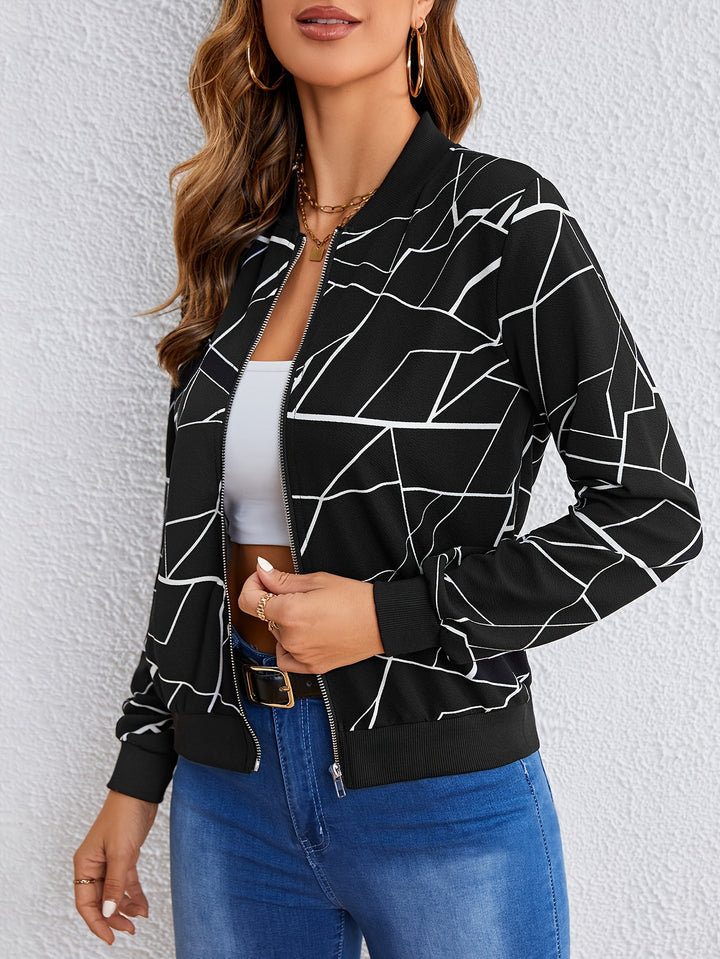 MILA™ | Chaqueta con cremallera de estampado artístico