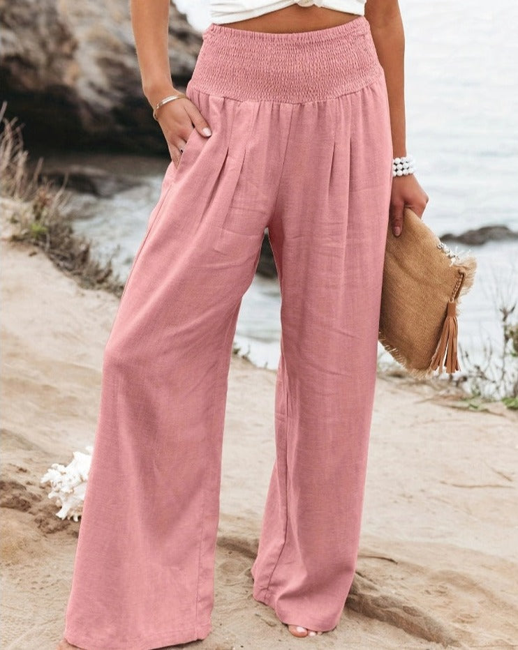 Pantalones de algodón de talle alto