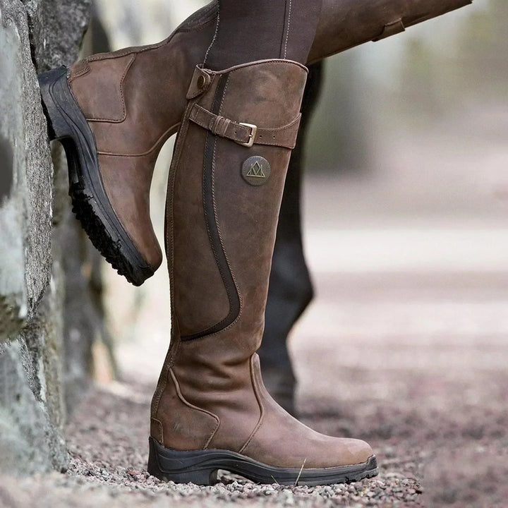 Averlina - Botas de montar de cuero impermeables