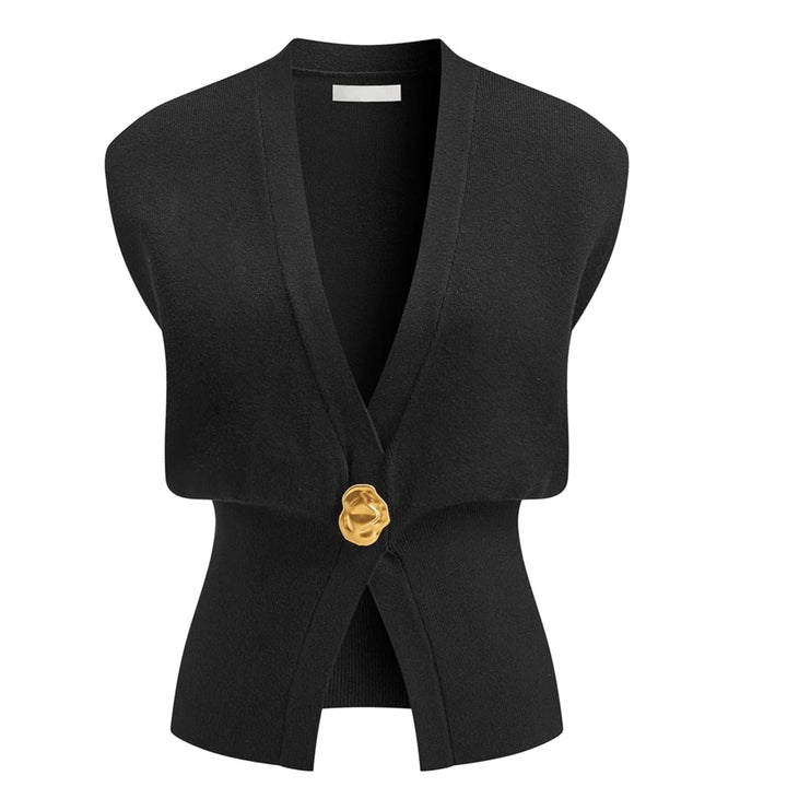 DAISY™ – Top de chaleco elegante con botones y cuello en V