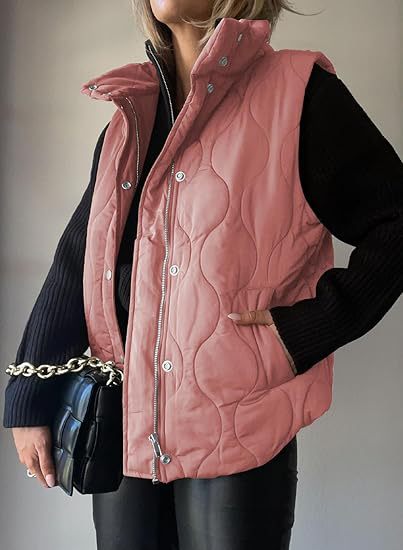 PAMMY™ - Chaleco clásico acolchado con cuello y cremallera con botones