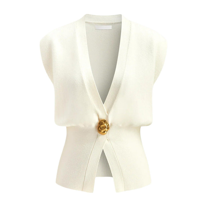 DAISY™ – Top de chaleco elegante con botones y cuello en V