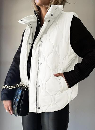 PAMMY™ - Chaleco clásico acolchado con cuello y cremallera con botones