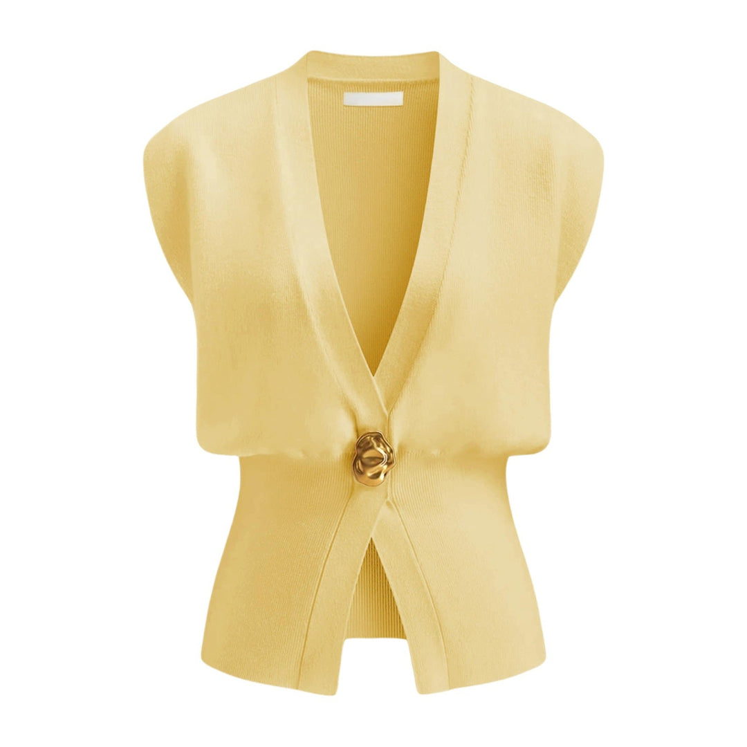 DAISY™ – Top de chaleco elegante con botones y cuello en V