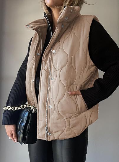 PAMMY™ - Chaleco clásico acolchado con cuello y cremallera con botones