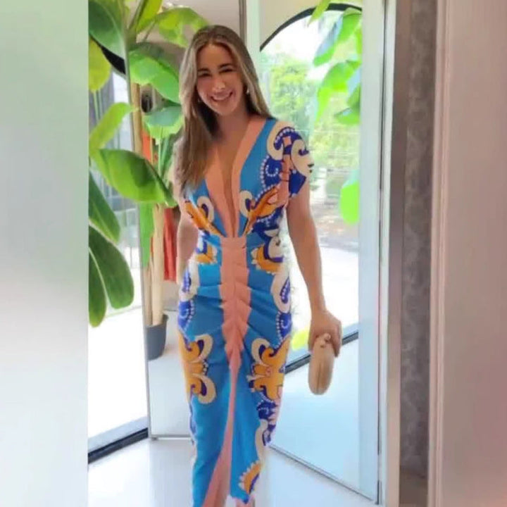 LUCIANA™ – Vestido midi elegante casual de manga corta