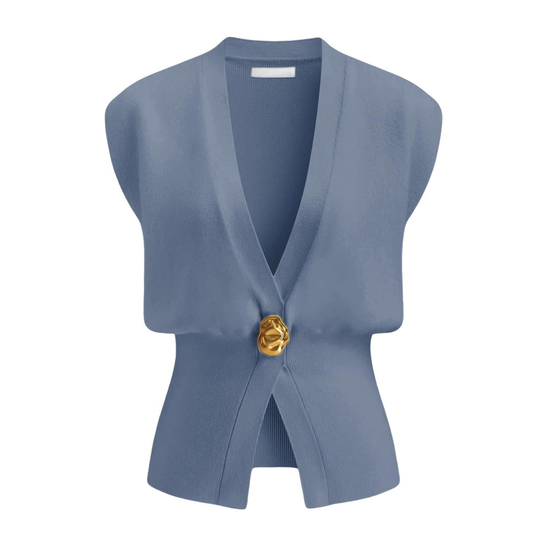 DAISY™ – Top de chaleco elegante con botones y cuello en V