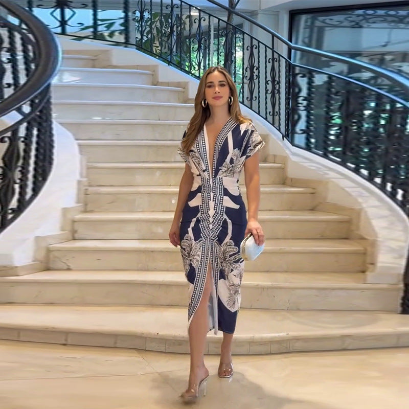 LUCIANA™ – Vestido midi elegante casual de manga corta
