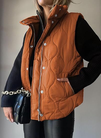 PAMMY™ - Chaleco clásico acolchado con cuello y cremallera con botones