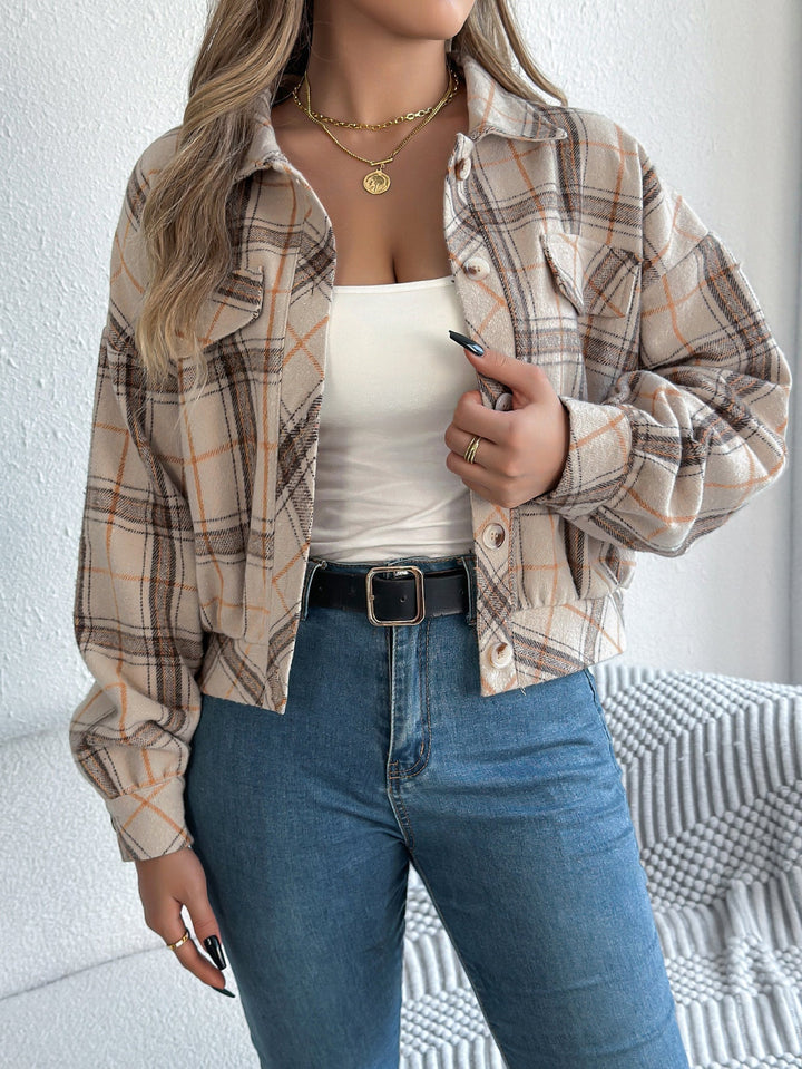 COVA™ - Chaqueta de manga larga con botones y cuadros informales