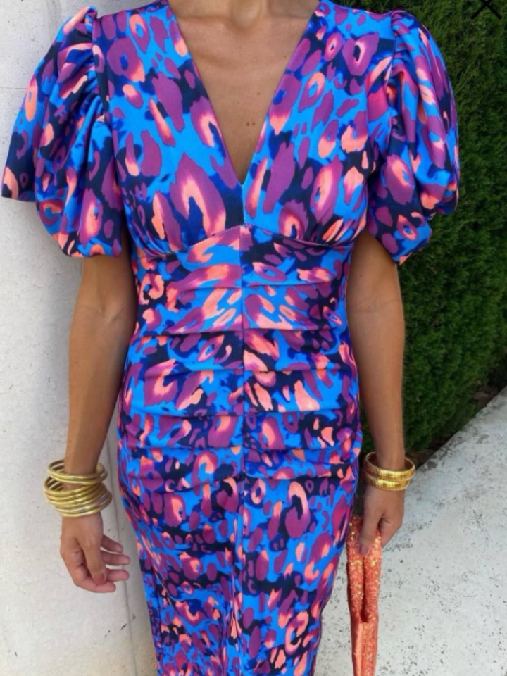 Ursula | Vestido Midi Plisado Vibrante