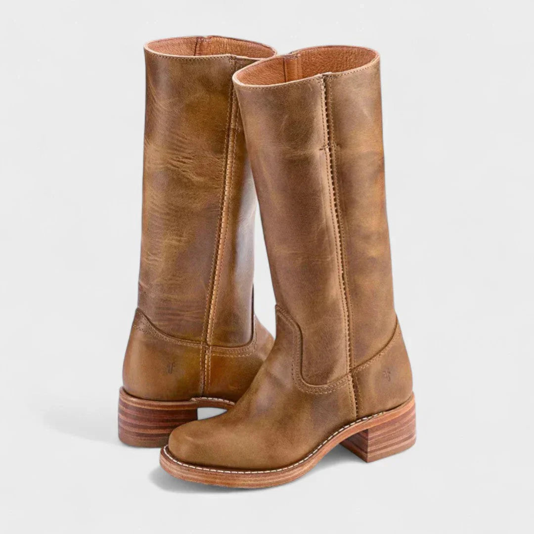 Marivellea - Botas Retro de Cuero para Mujer