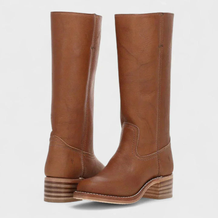 Marivellea - Botas Retro de Cuero para Mujer