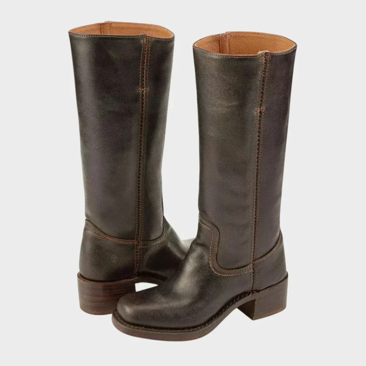 Marivellea - Botas Retro de Cuero para Mujer