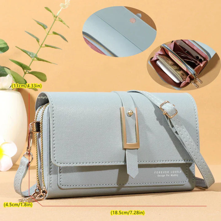 Elegante bolso de hombro cruzado para mujer - Elegante tarjetero y soporte para teléfono móvil
