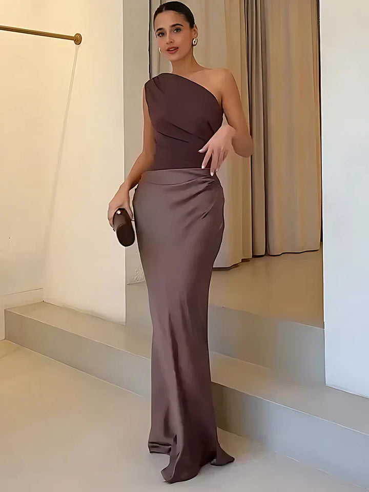Sophia | Vestido Maxi de Satén Acolchado