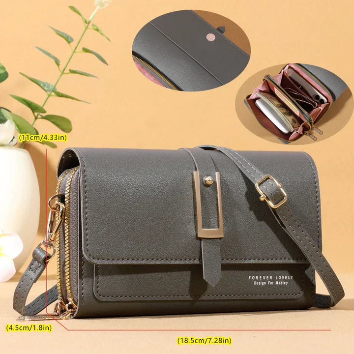 Elegante bolso de hombro cruzado para mujer - Elegante tarjetero y soporte para teléfono móvil