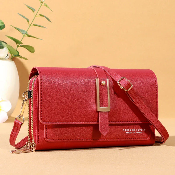 Elegante bolso de hombro cruzado para mujer - Elegante tarjetero y soporte para teléfono móvil