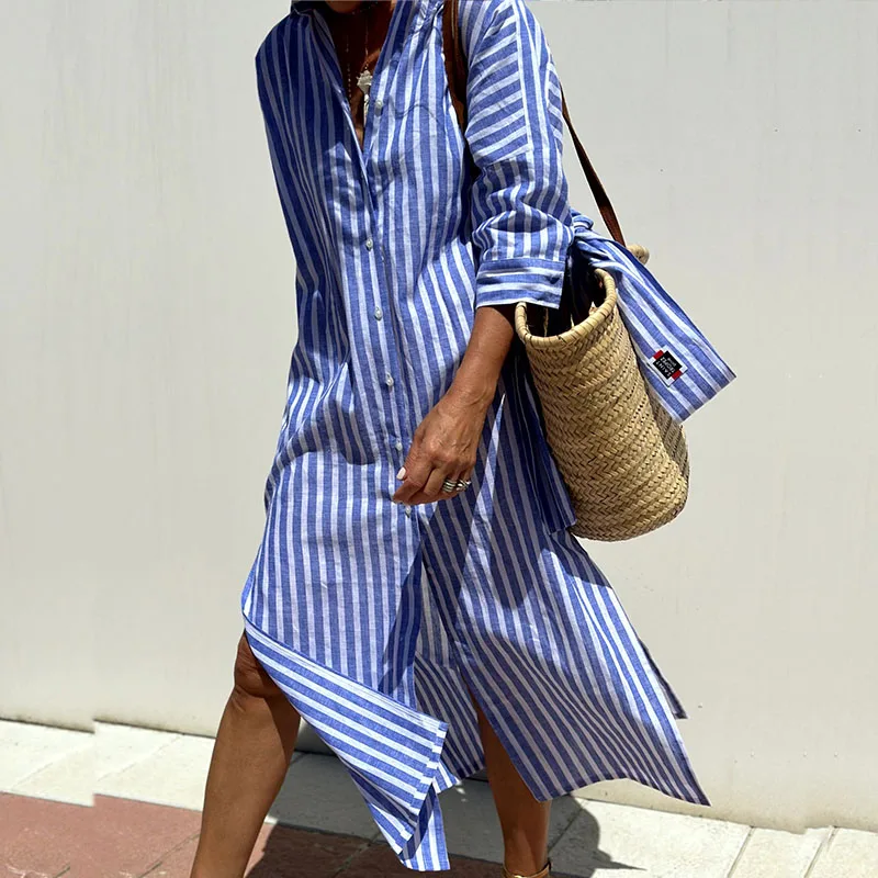 TRIXIE™ - Vestido camisero elegante a rayas
