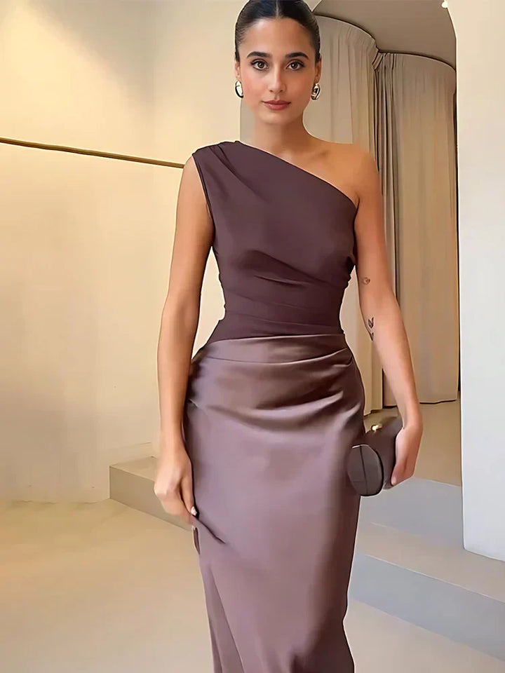 Luna™ | Vestido Maxi de Satén con Abertura