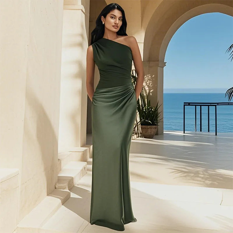 Sophia | Vestido Maxi de Satén Acolchado