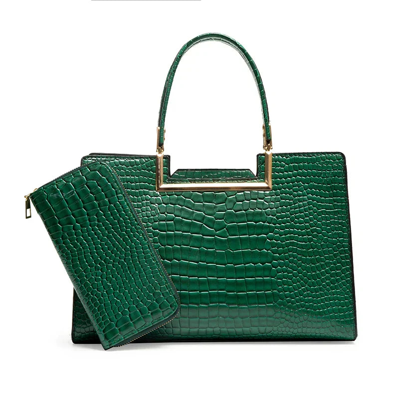 Juego de bolso y cartera de cuero